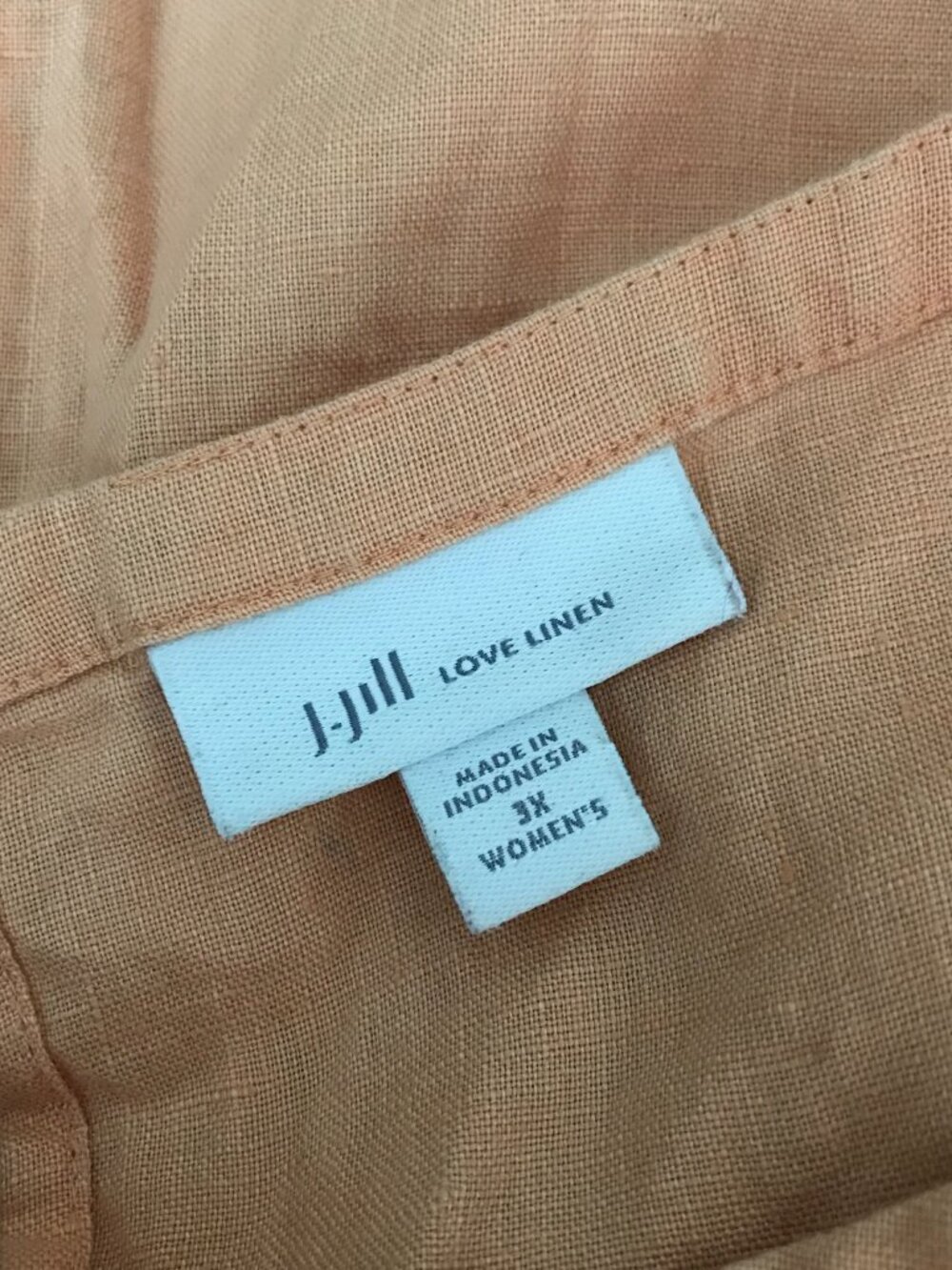 J JILL Love Linen size 3X Pale Orange Sleeveless Dress with Pockets - Picture 5 of 5